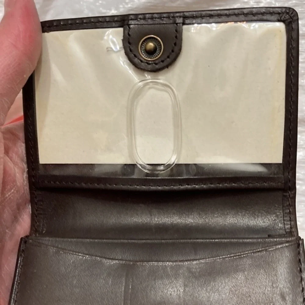 Fossil brown leather card holder money clip